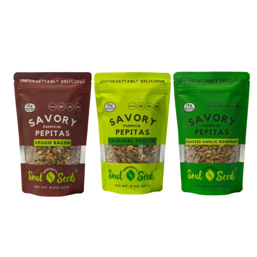 Soul Seeds Savory Pepitas 8oz. Variety Pack – Vegan Snack