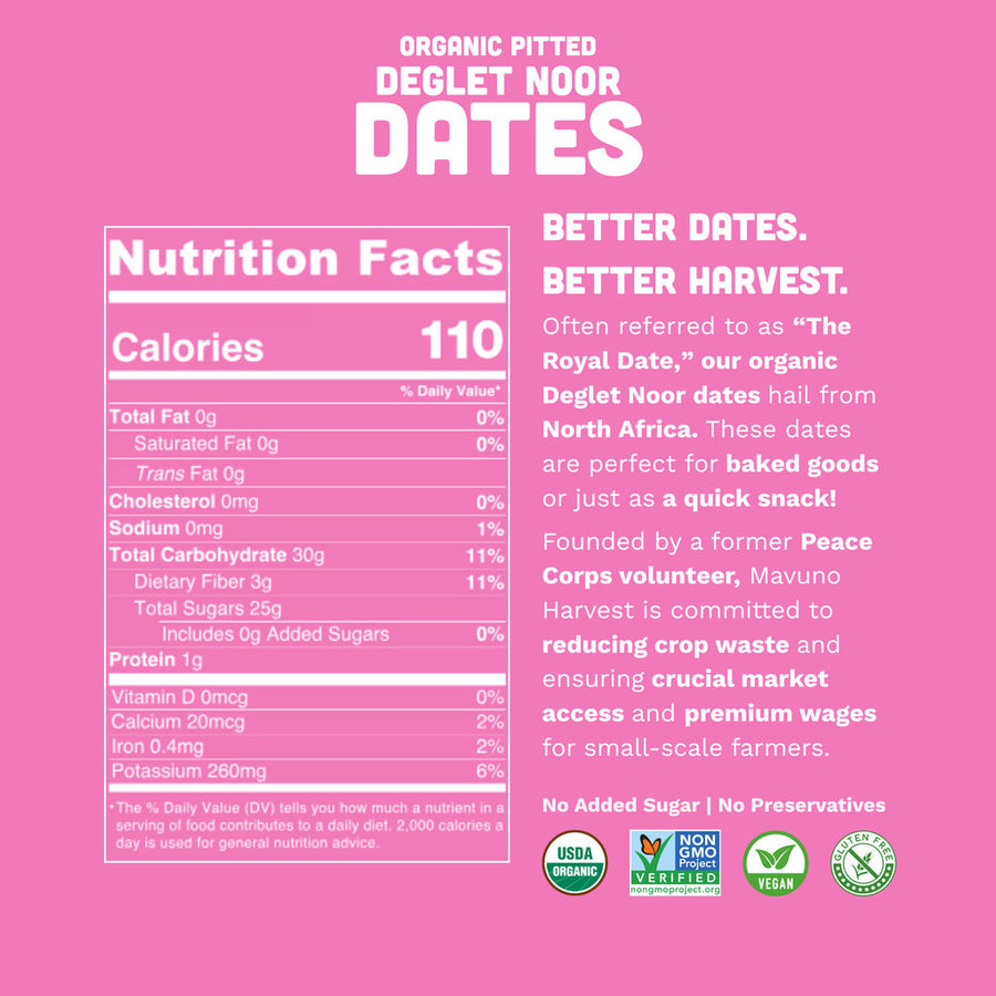 Mavuno Harvest Organic Pitted Dates - 1 Pound  (6-Pack)