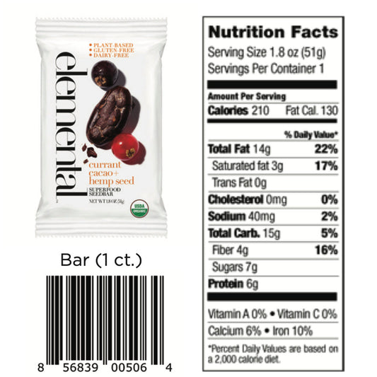 Currant Cacao + Hemp Seed Seedbar (12-pack)