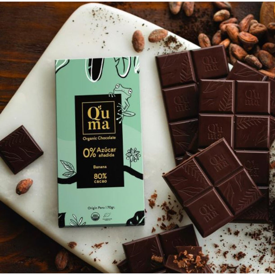Banana Sweetened 80% Cacao Dark Chocolate Bar (Pack)