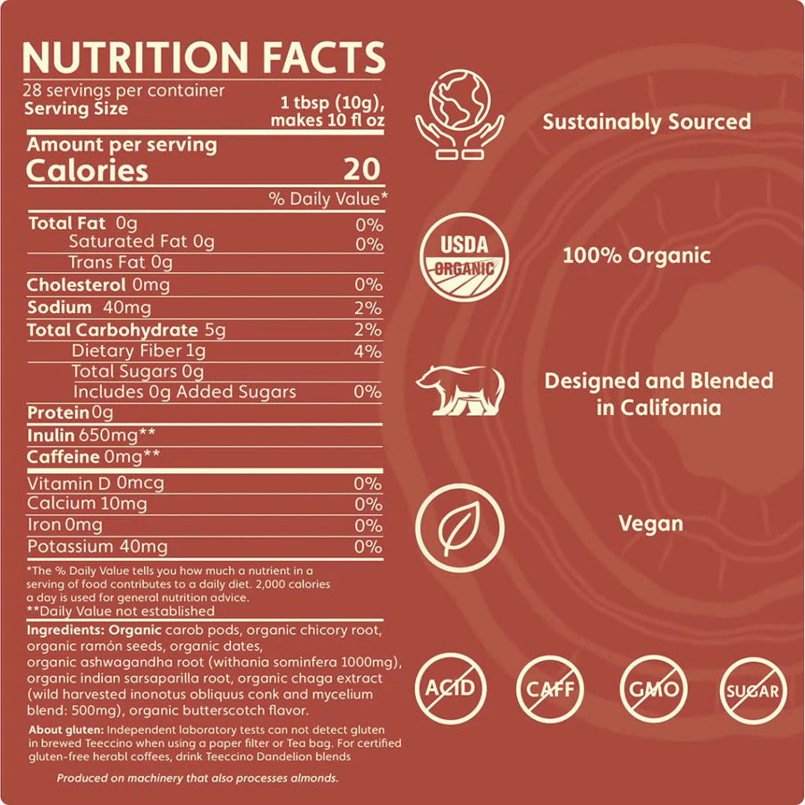 Chaga Ashwagandha Butterscotch Mushroom Herbal Coffee
