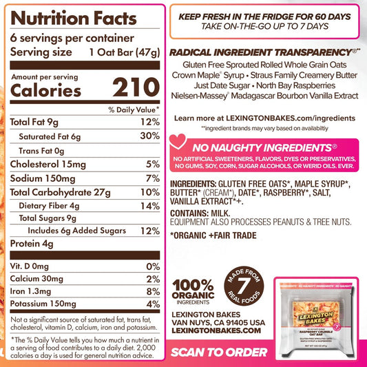 Raspberry Crumble Gluten-Free Oat Bar (6-pack)