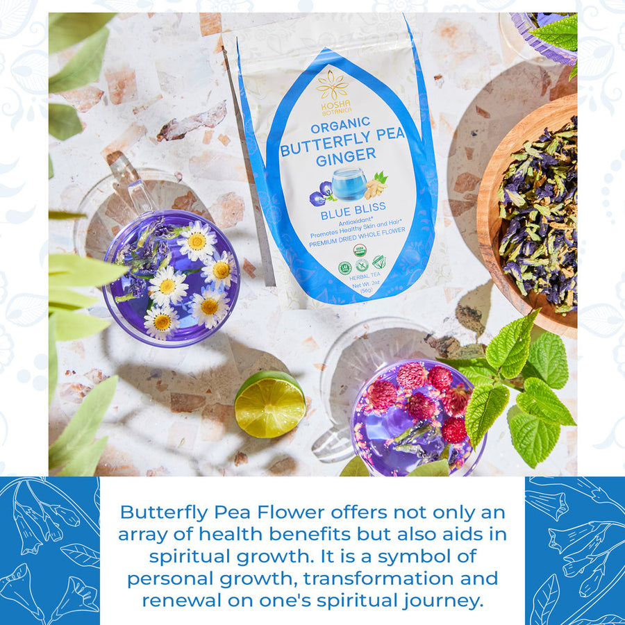 Organic Butterfly Pea Flower & Ginger Loose Leaf Herbal Tea