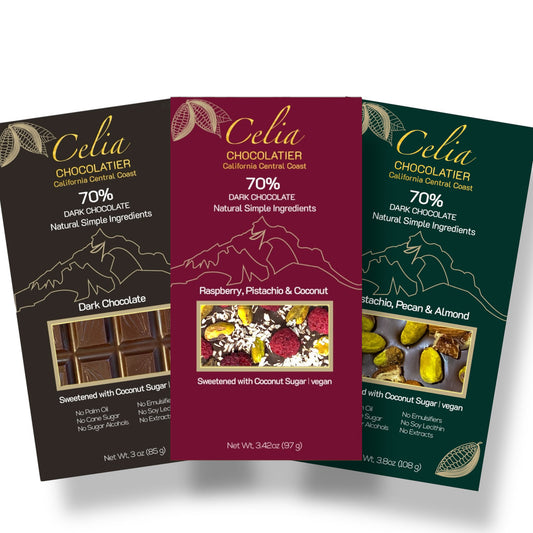 Celia Signature Trio - Raspberry, Whole Nuts & Pure Dark