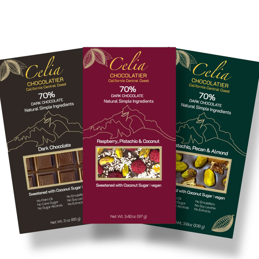 Celia Signature Trio - Raspberry, Whole Nuts & Pure Dark