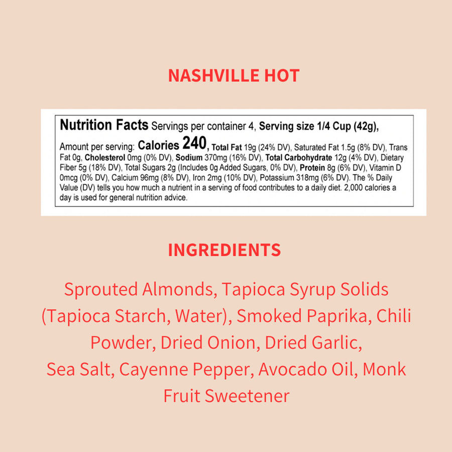 Nashville Hot Sprouted Almonds, Single Serve (8-Pack)