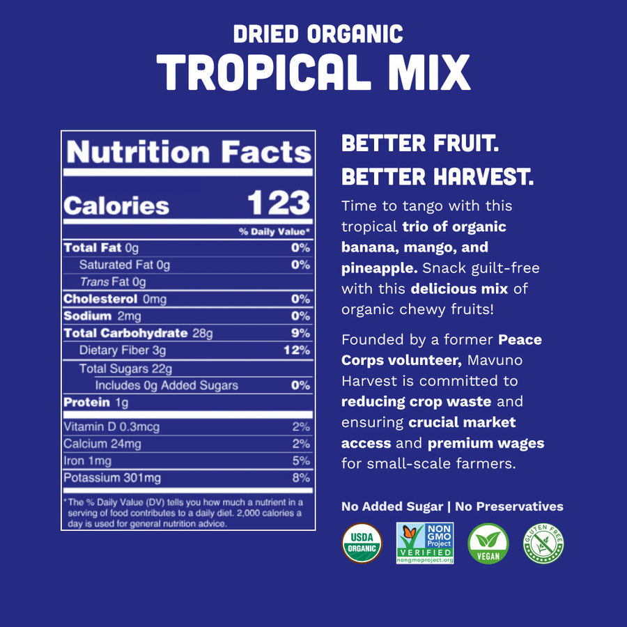 Mavuno Harvest Organic Dried Tropical Mix - 1 Pound (6-Pack)