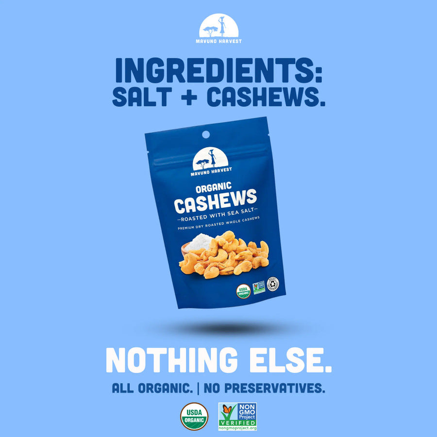 Mavuno Harvest Organic Roasted Sea Salt Cashews (6-Pack)