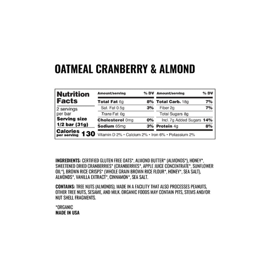 Oatmeal Cranberry & Almond Bars (12-Pack)