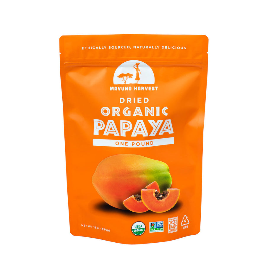 Mavuno Harvest Organic Dried Papaya - 1 Pound (6-Pack)