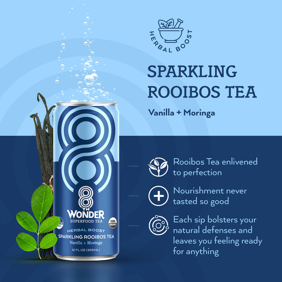 Vanilla + Moringa Sparkling Rooibos Tea (12-Pack)