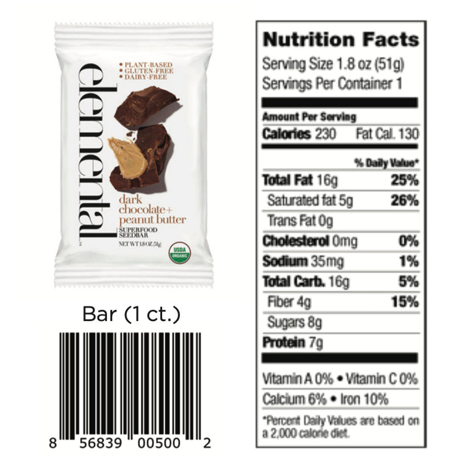 Dark Chocolate + Peanut Butter Seedbar (12-pack)