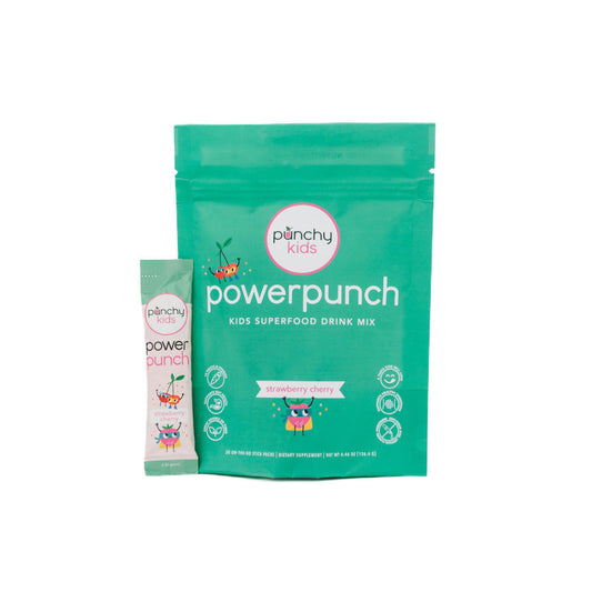 Punchy Kids Greens Drink Mix - Strawberry Cherry Sticks