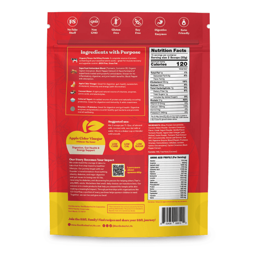 Grass-Fed Whey Protein Powder - Turmeric Curcumin Cream