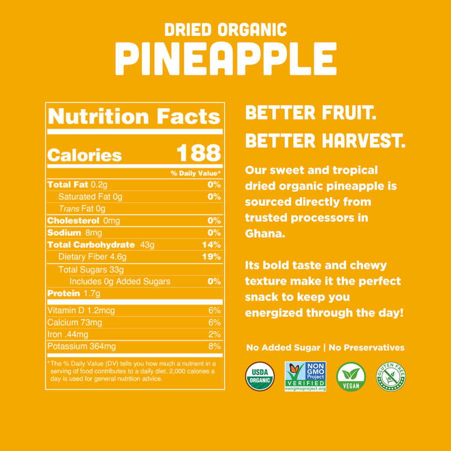 Mavuno Harvest Organic Dried Pineapple - 1 Pound (6-Pack)