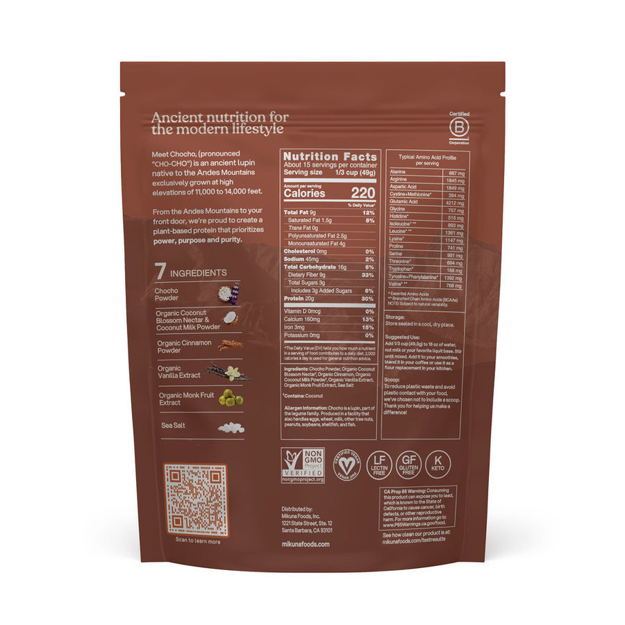 Chocho Plant Protein - Cinnamon Horchata (15 Servings)