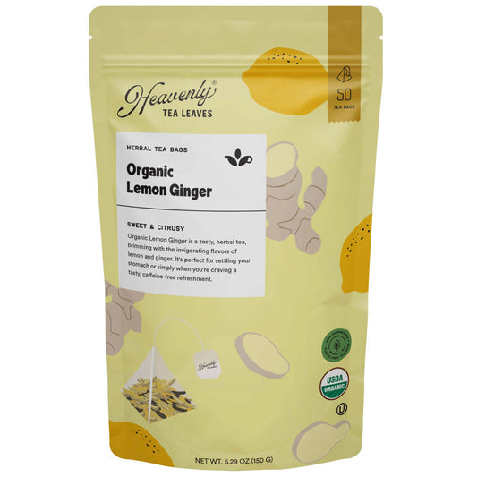 Organic Lemon Ginger, Compostable Pyramid Tea Bags