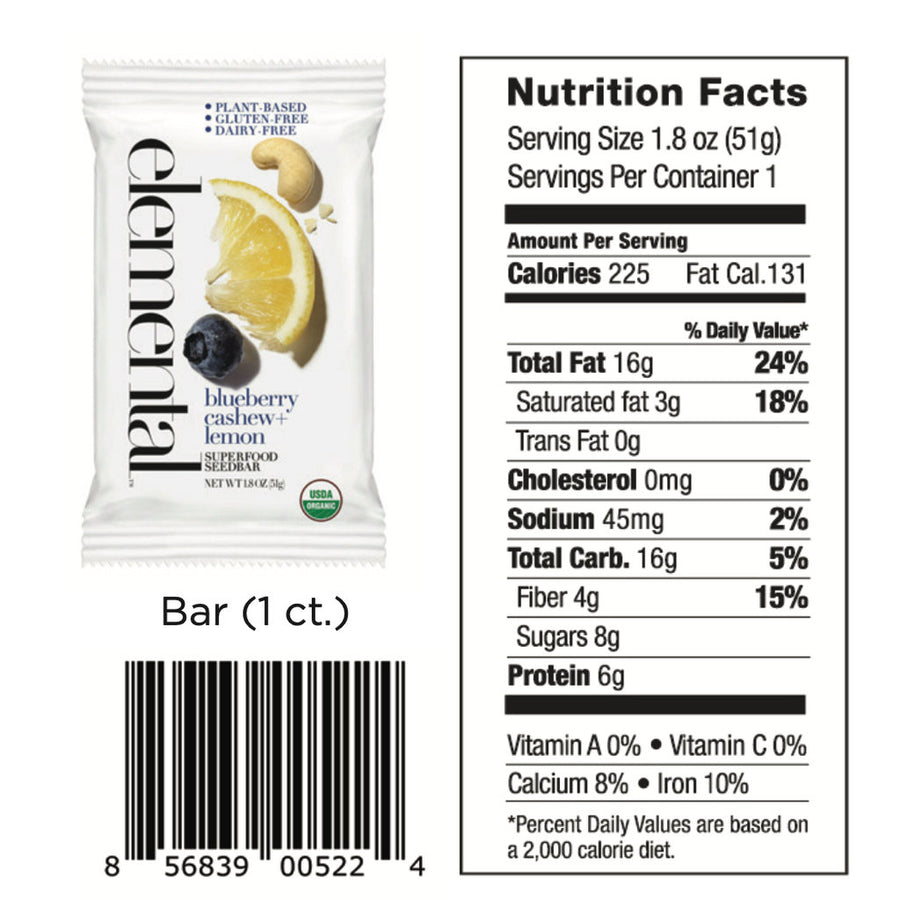 Blueberry Cashew + Lemon Seedbar (12-pack)