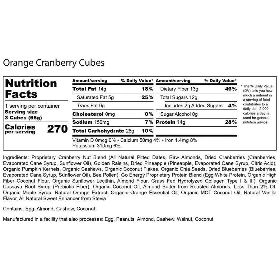 Orange Cranberry E3 Energy Cubes - Protein Bars (12-pack)