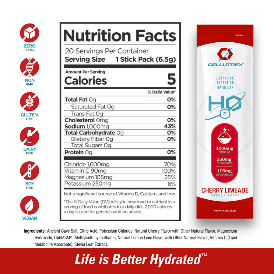 H2O Electrolytes™ Cherry Limeade Zero Sugar Electrolyte Mix