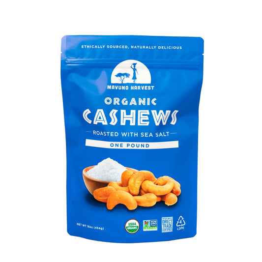 Mavuno Harvest Organic Roasted Sea Salt Cashews - 1 Pound