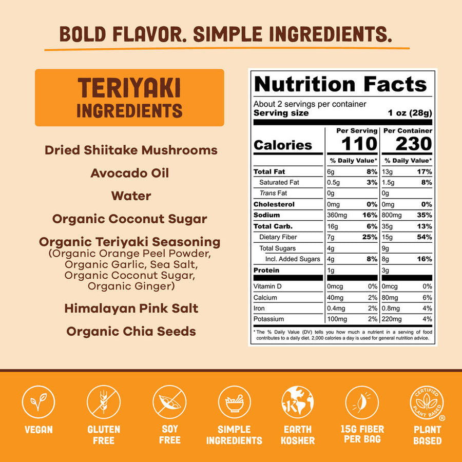 Teriyaki Mushroom Jerky (3-Pack)