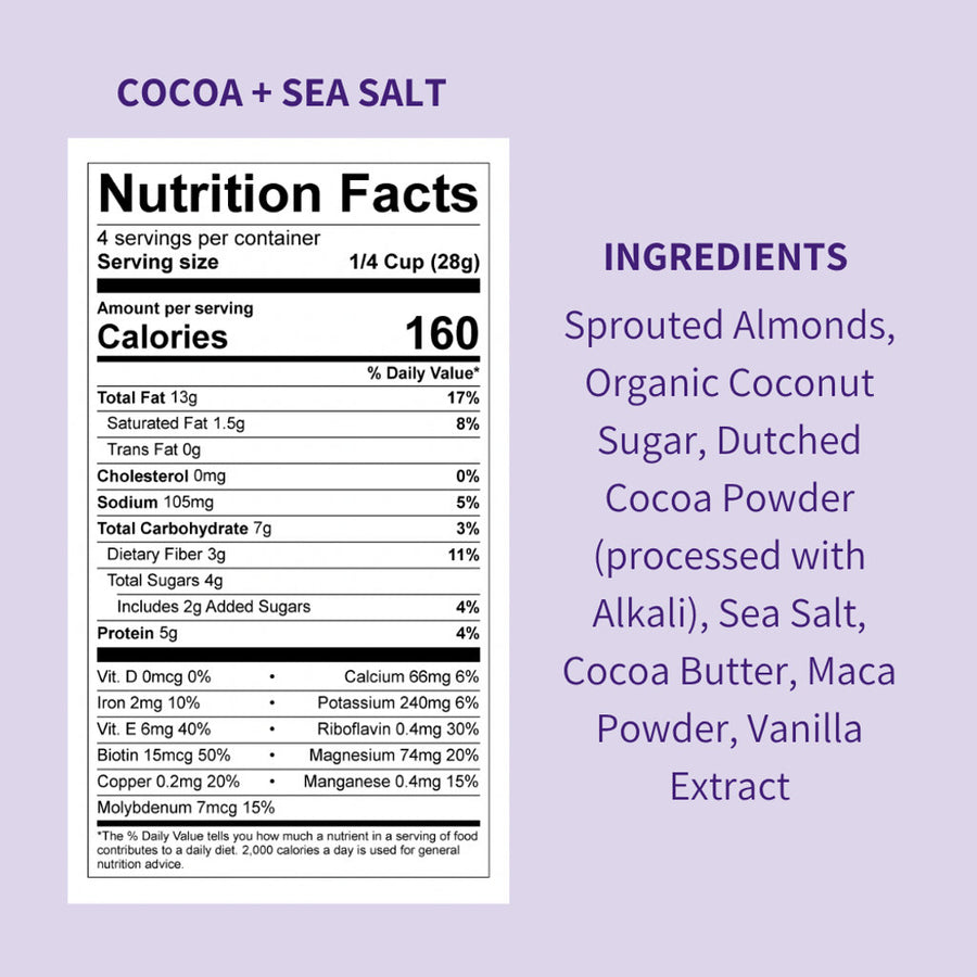 Cocoa + Sea Salt Sprouted Almonds, 4oz Pantry (6-Pack)