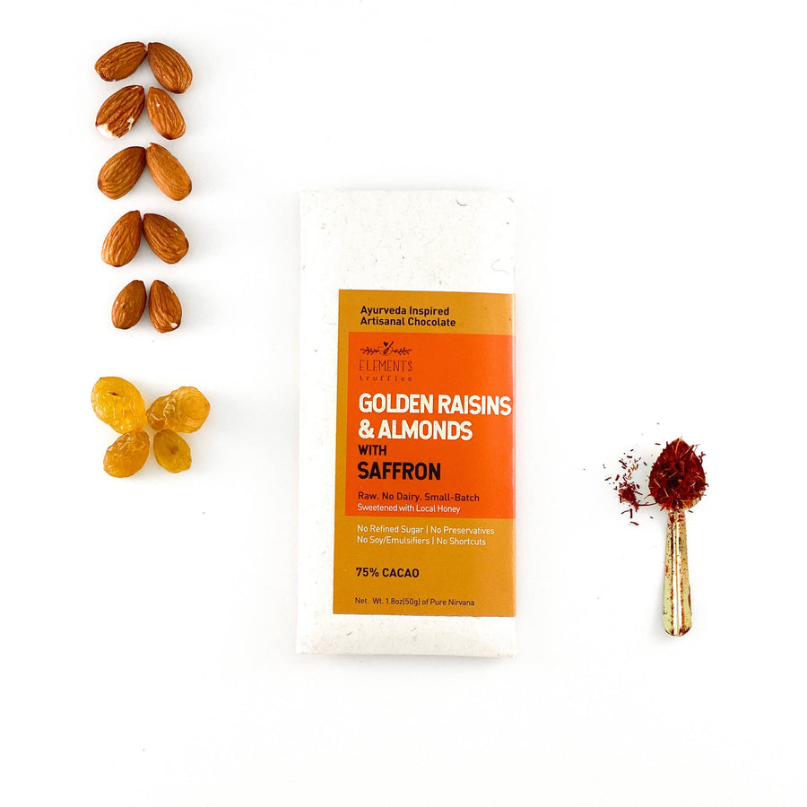 Golden Raisins & Almonds with Saffron Dark Chocolate Bar