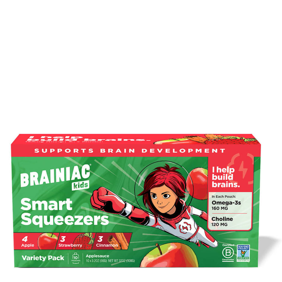 Omega-3 Brain Health Applesauce - Variety Pack (10 Pouches)
