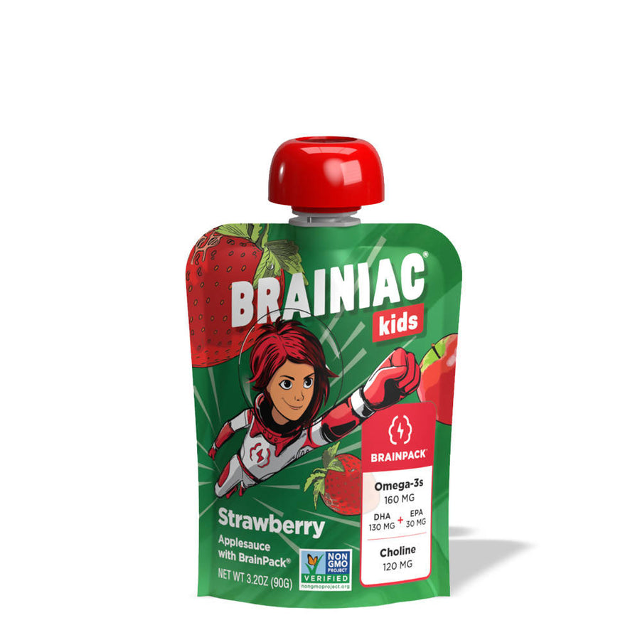 Omega-3 Brain Health Applesauce - Strawberry (20 Pouches)