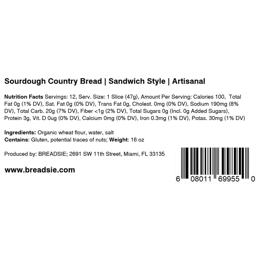 Sandwich Style Artisanal Sourdough Country Bread (Pack)