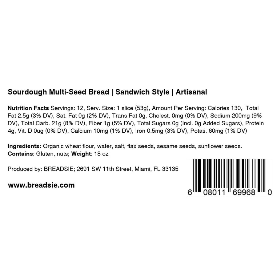 Sandwich Style Artisanal Sourdough Multi-Seed Bread (Pack)