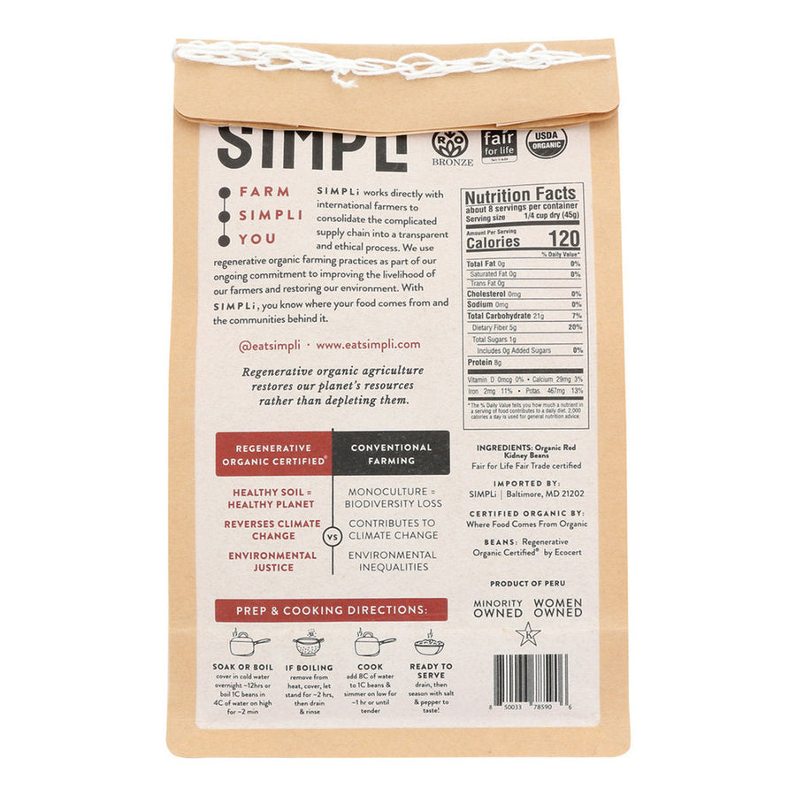 SIMPLi Regenerative Organic Certified® Red Kidney Beans