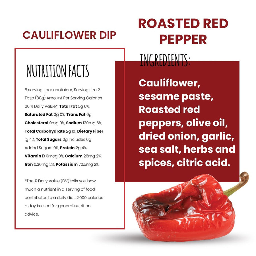 Keto Cauliflower Hummus - Roasted Red Pepper (4-Pack)