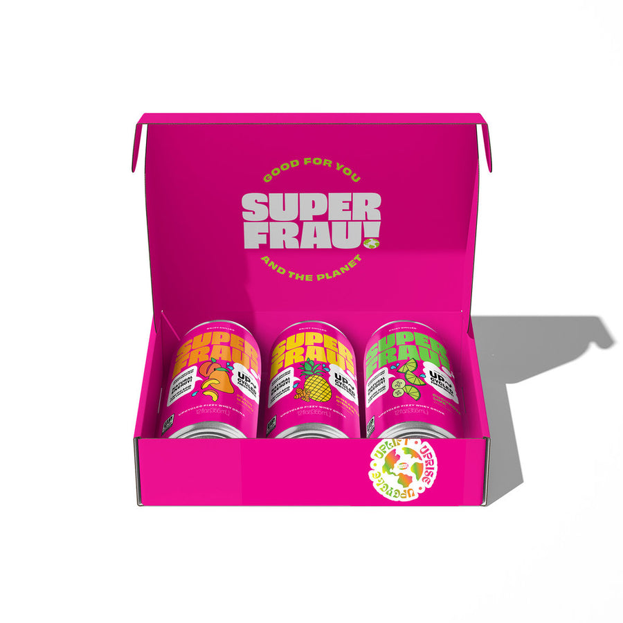 Superfrau Upcycled Fizzy Whey Drink SAMPLER BOX (3-Pack)